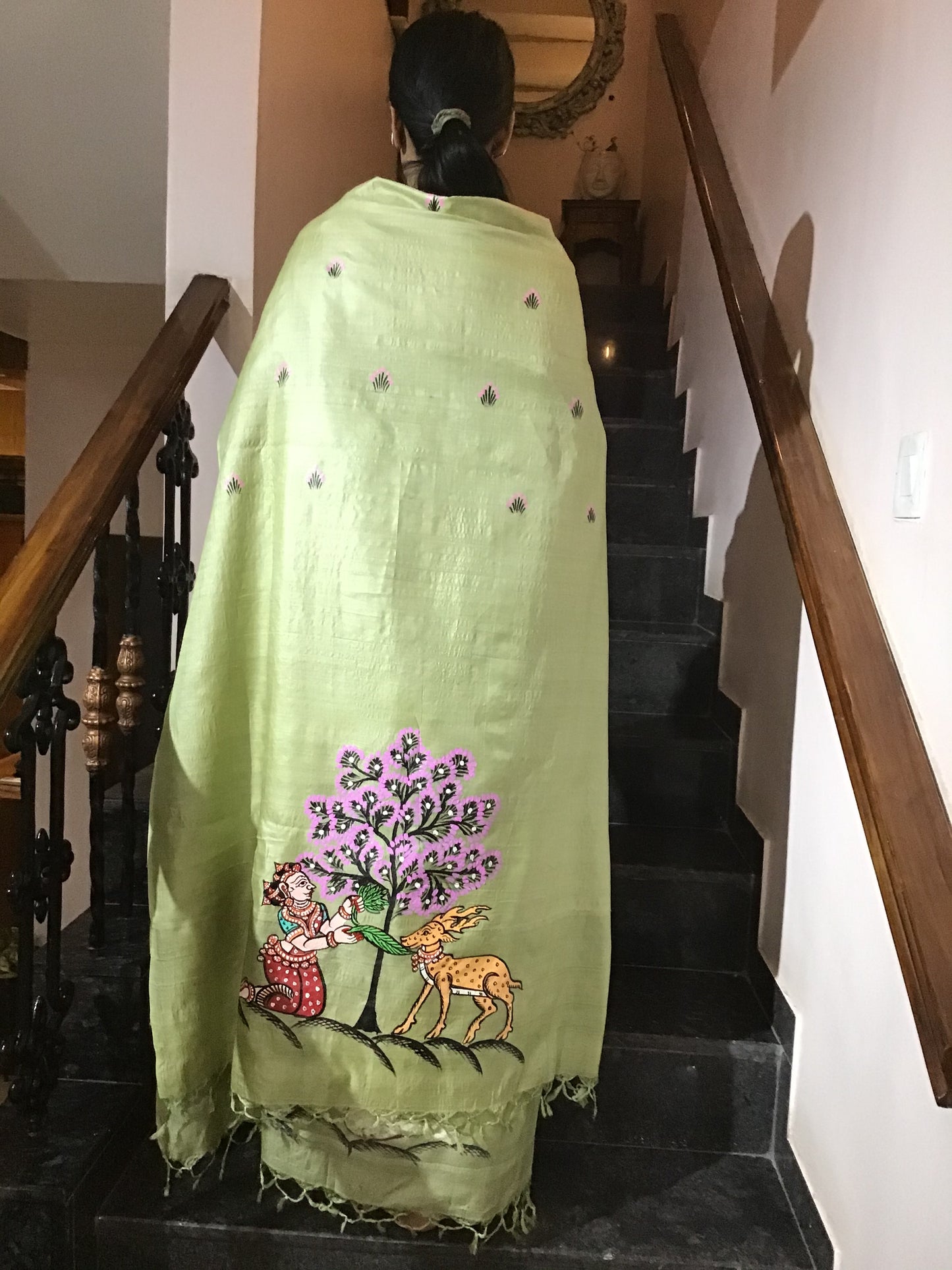 Pattachitra Hand Painted Dupatta from Raghurajpur, Odisha