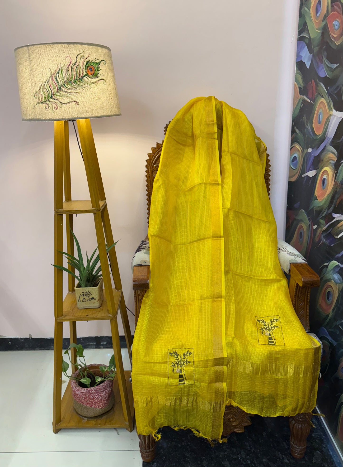 Pure Kosa Silk & Tissue Dupatta with Golden Border