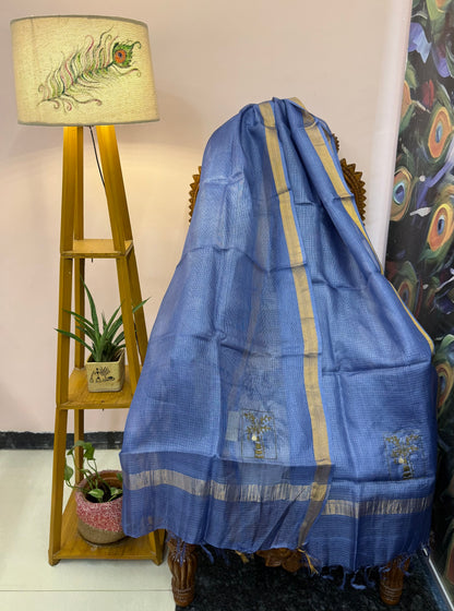 Pure Kosa Silk & Tissue Dupatta with Golden Border