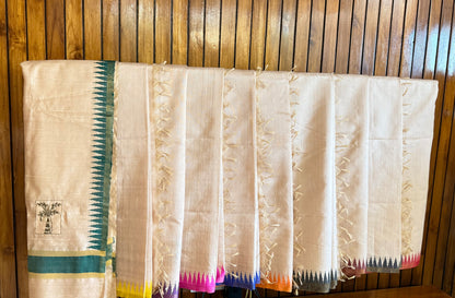 Pure Kosa Dupion Silk Dupatta with Temple Border