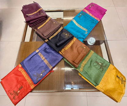 Pure Kosa Silk Dupatta with Golden Zari Border