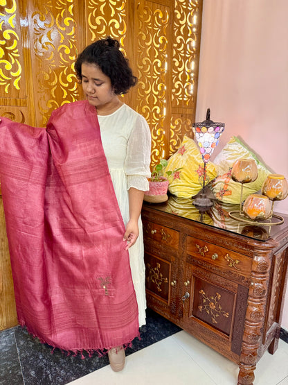 Pure Kosa Silk Dupatta with Ghicha Border