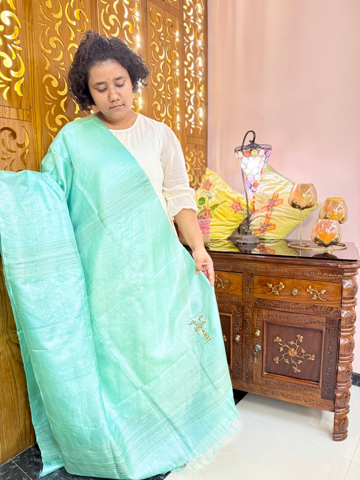 Pure Kosa Silk Dupatta with Ghicha Border