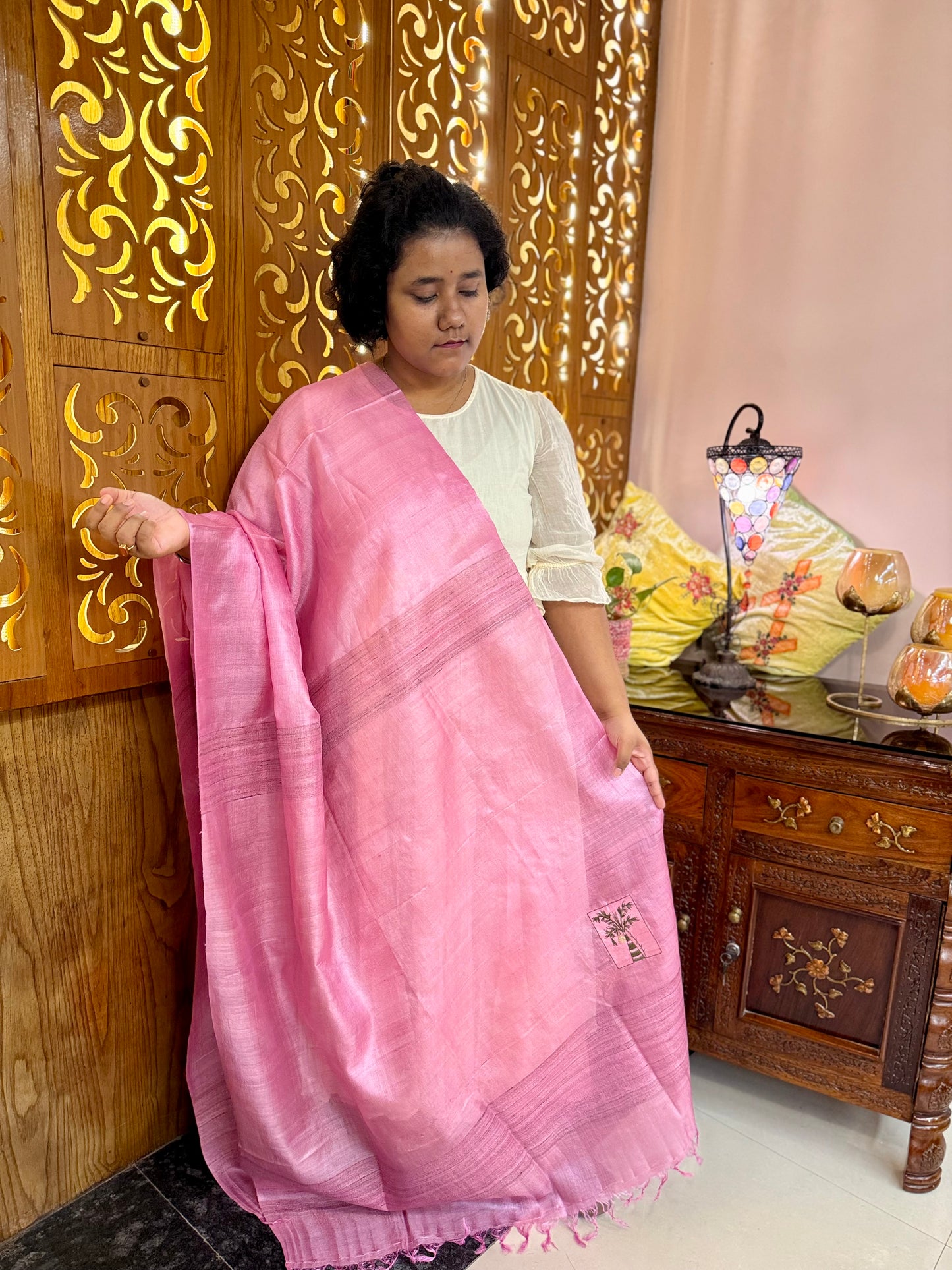 Pure Kosa Silk Dupatta with Ghicha Border