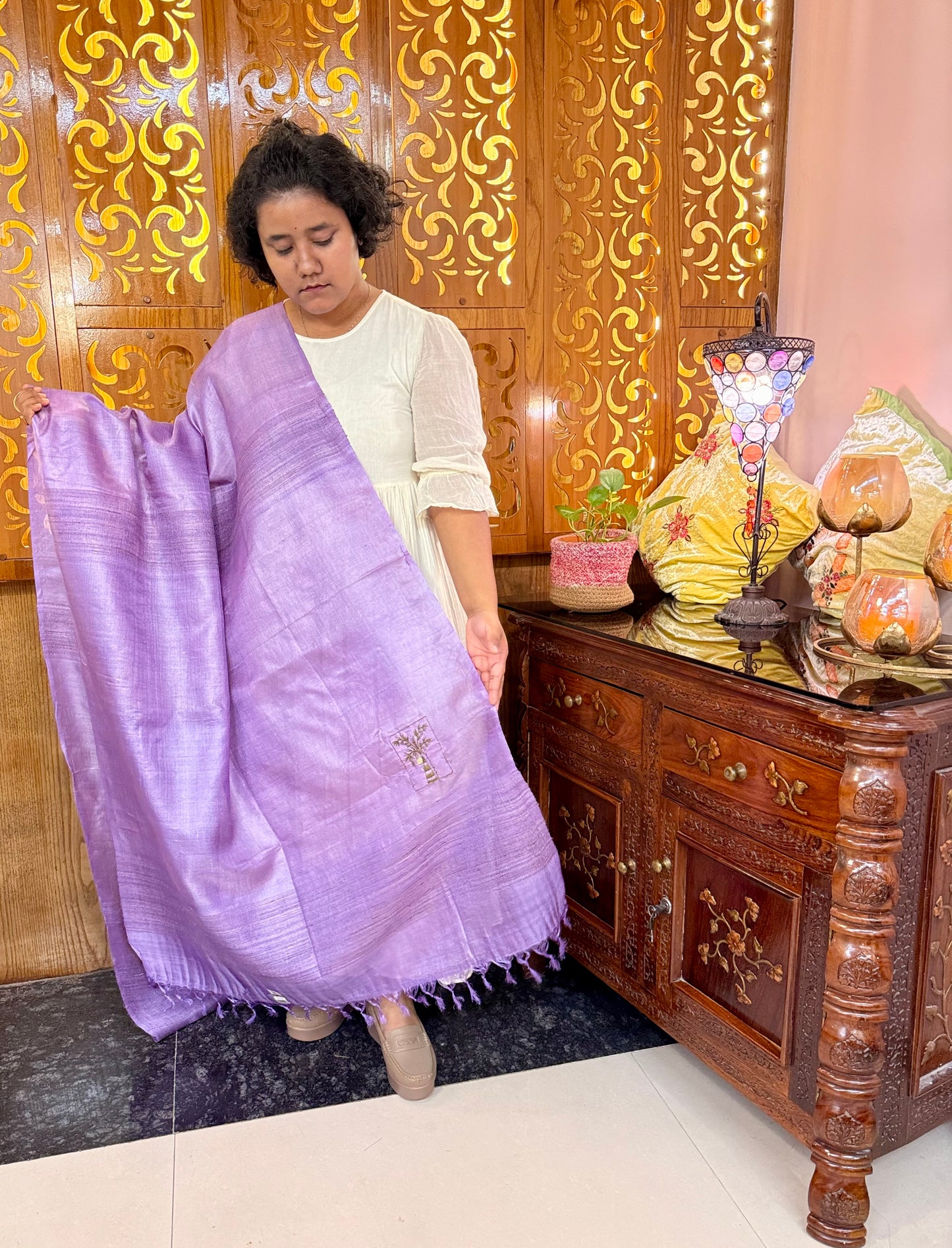 Pure Kosa Silk Dupatta with Ghicha Border