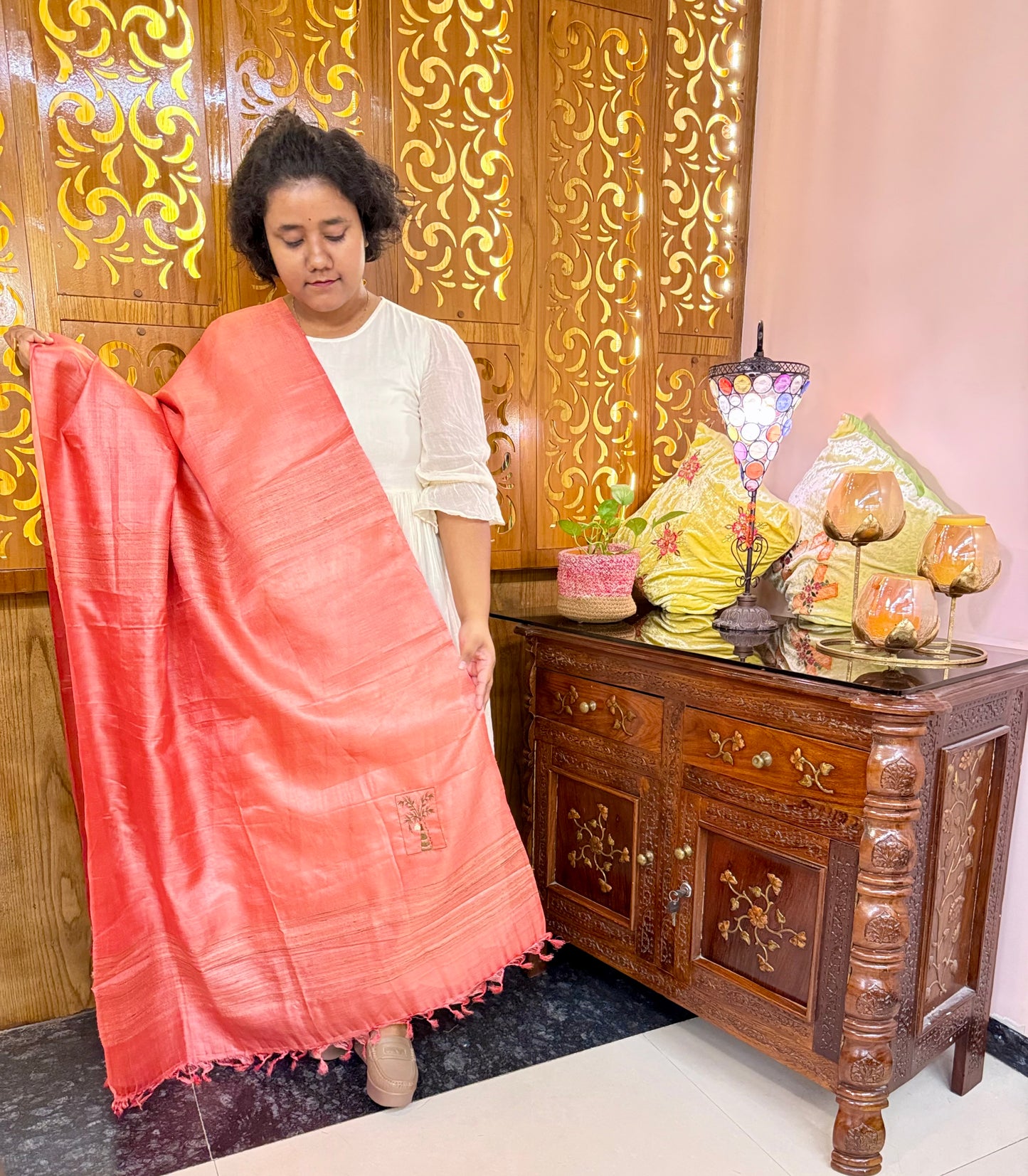 Pure Kosa Silk Dupatta with Ghicha Border