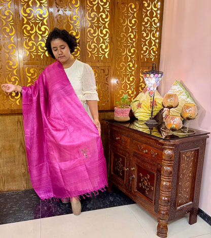 Pure Kosa Silk Dupatta with Ghicha Border