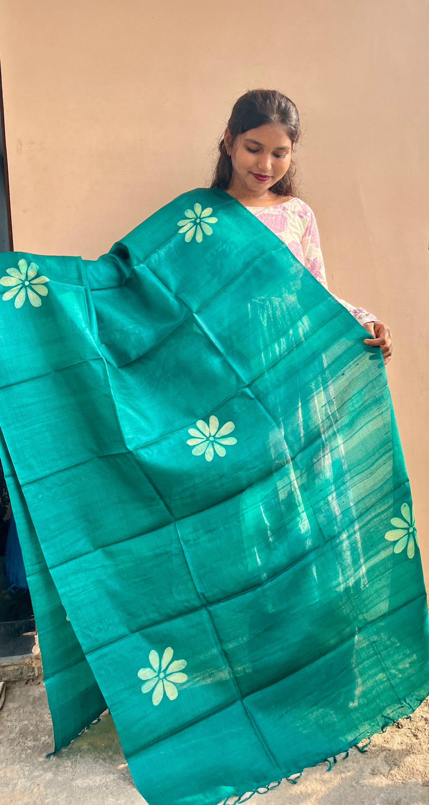 Batik Hand Block Print Kosa Silk Dupatta