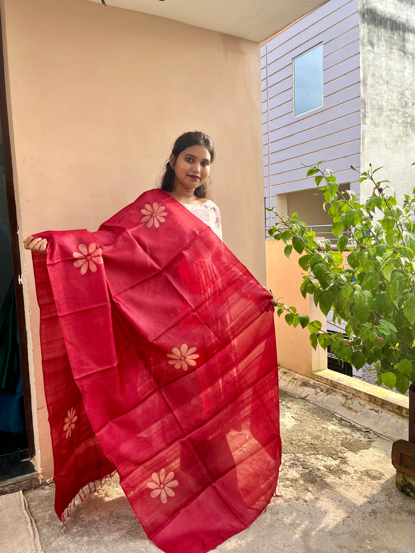 Batik Hand Block Print Kosa Silk Dupatta