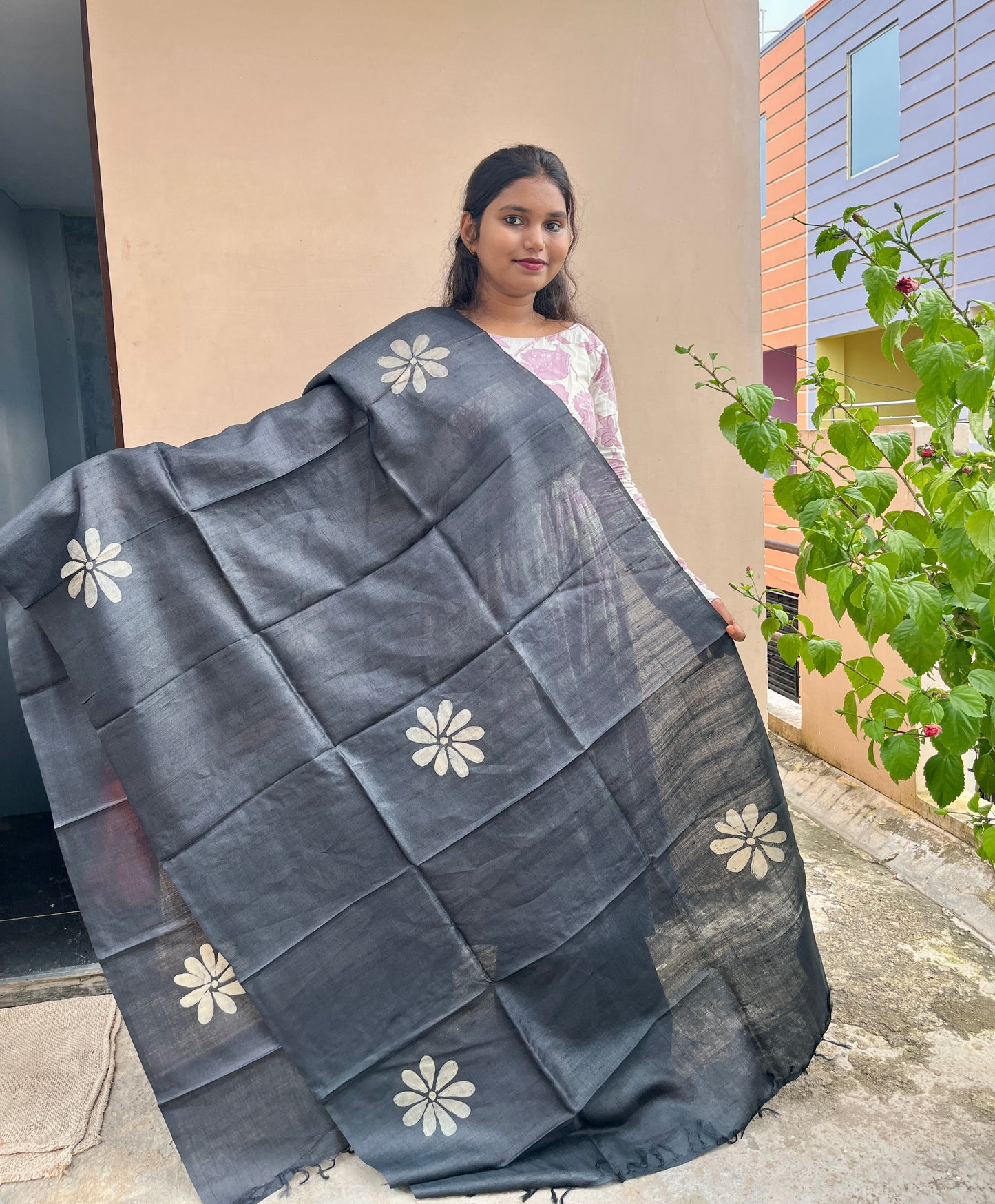 Batik Hand Block Print Kosa Silk Dupatta