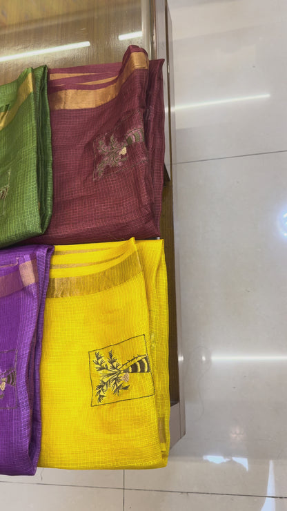 Pure Kosa Silk & Tissue Dupatta with Golden Border